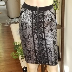 GUESS Snake-Embossed Metallic Skirt Jet Black